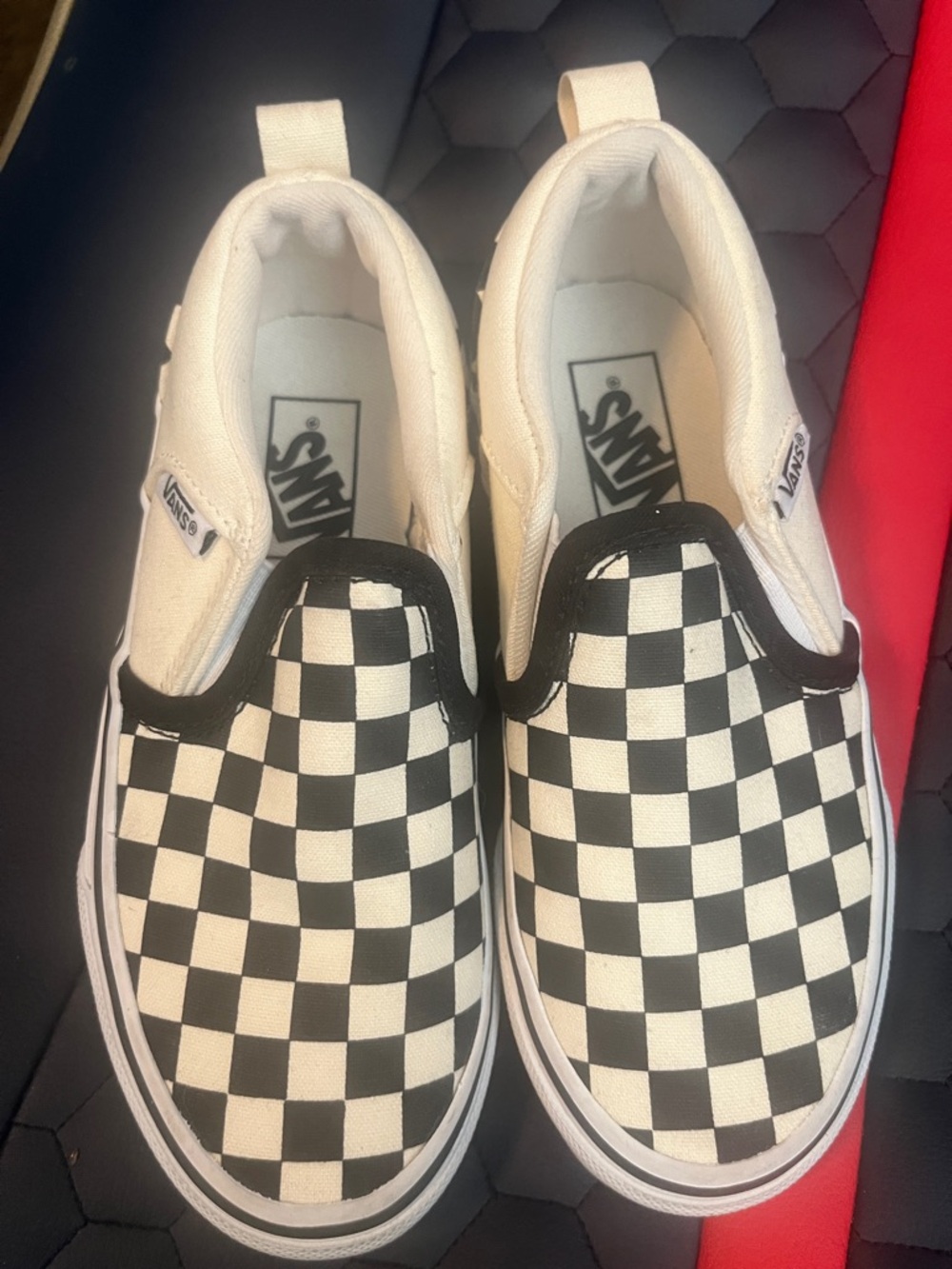Vans Black and White Checkerboard Slip-On Kids Sneakers